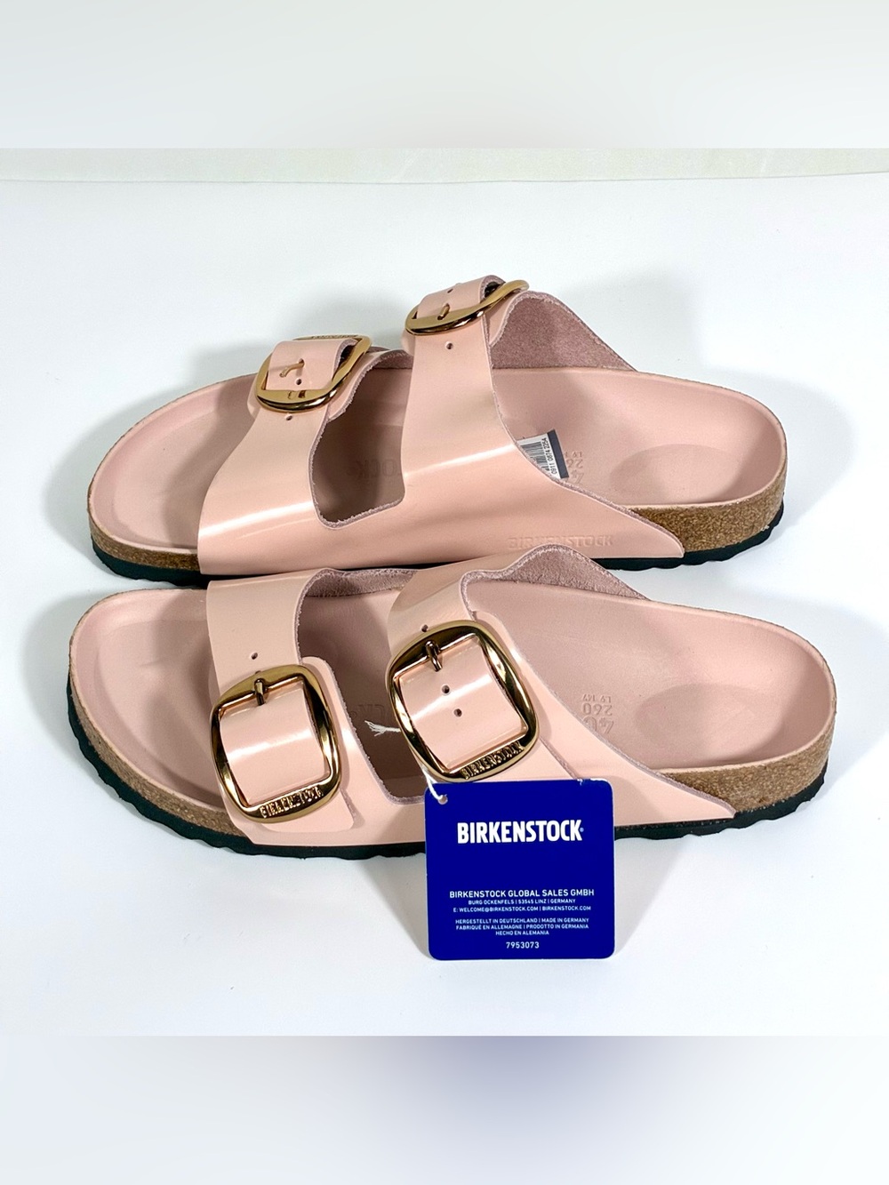 *SOLD* Birkenstock Arizona Big Buckle Natural Leather Patent High Shine - Picture 16 of 17